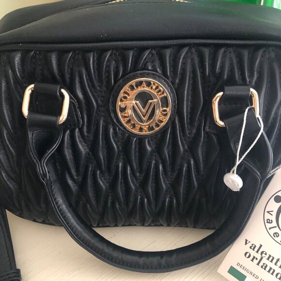 NWT Valentino Orlandi Black Quilted Satchel/Crossbody Tote Bag - Picture 5 of 12